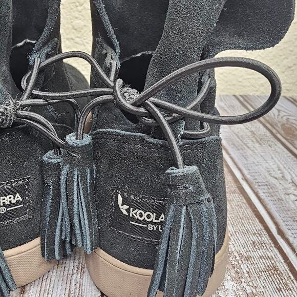 Koolaburra by Ugg skyller suede tassel ankle boots black women's size 8 - Picture 4 of 9